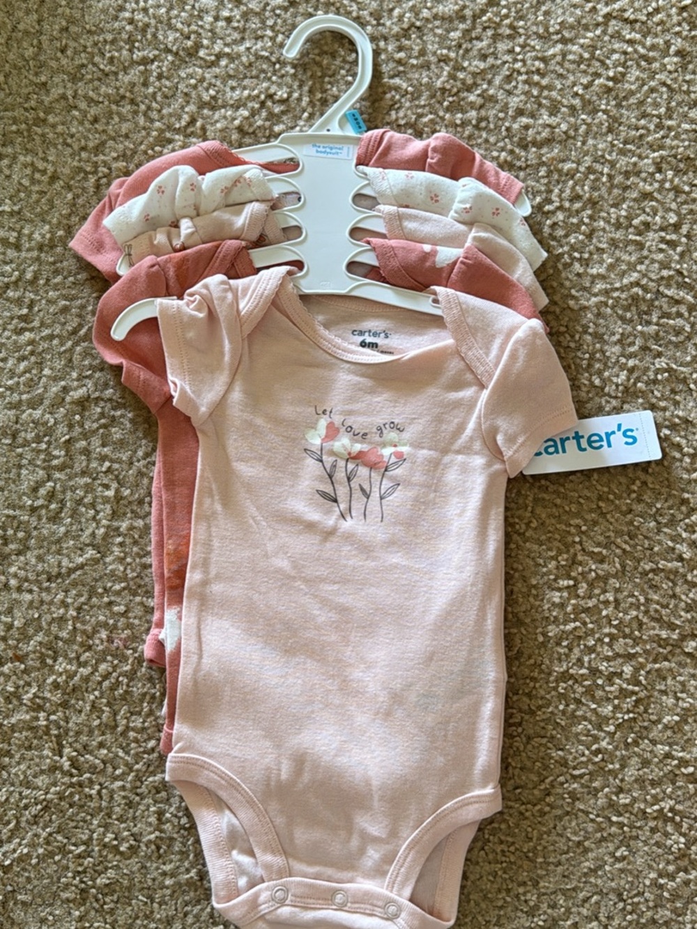 Carter's Pink Floral Graphic Baby One-Piece Bodysuit (5 pieces)